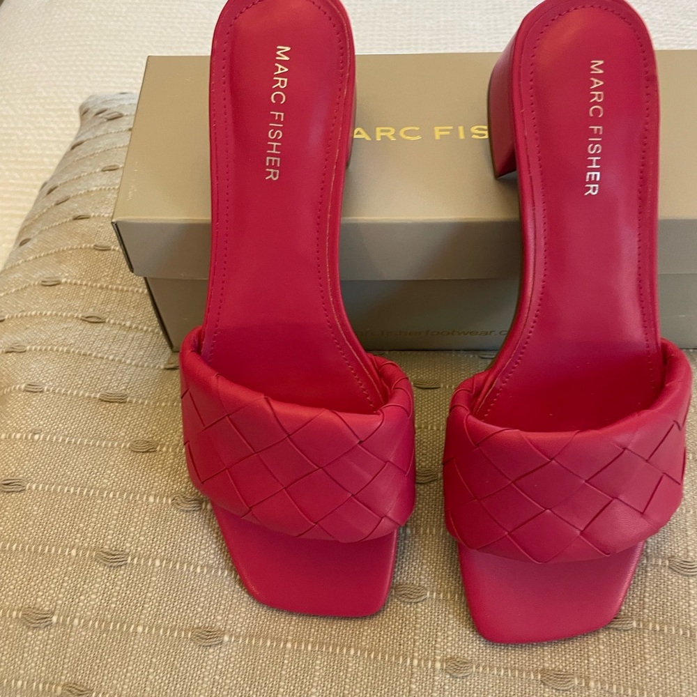 Marc Fisher Vibrant Red Woven Heels